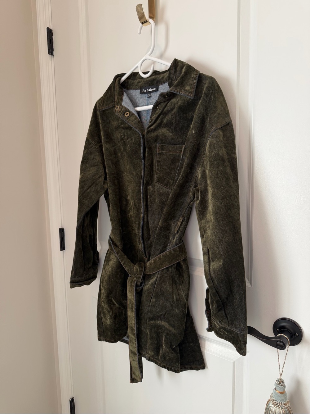 En Saison • Women's Olive Green Belted Romper - Picture 4 of 5